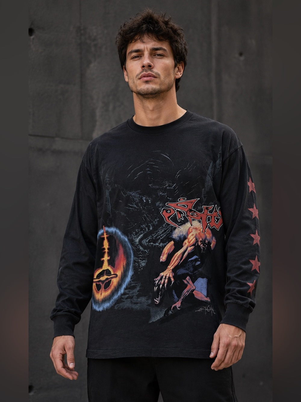 NWOT Travis Scott Tour Merch 2023 Shirt Men's Large Black Graphic Long Sleeve - Picture 3 of 11